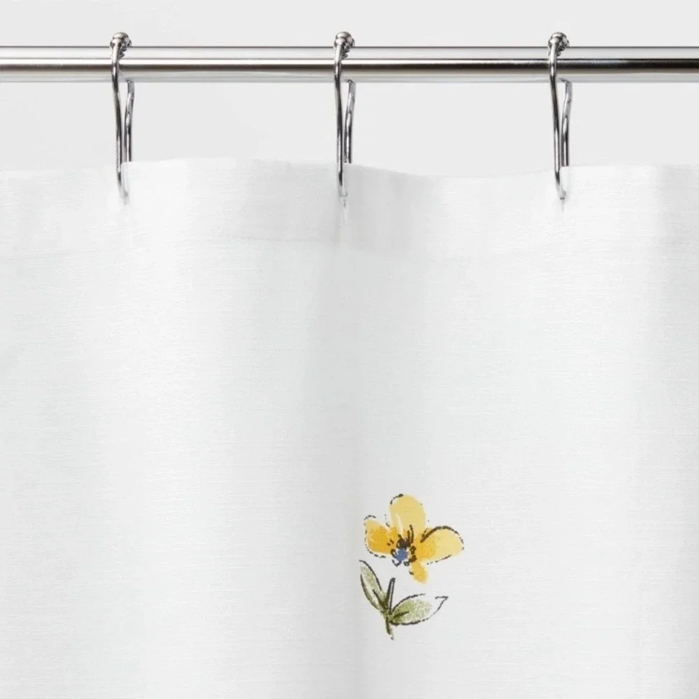 Threshold‎ Botanical Shower Curtain with Blue Yellow Green Floral Accents